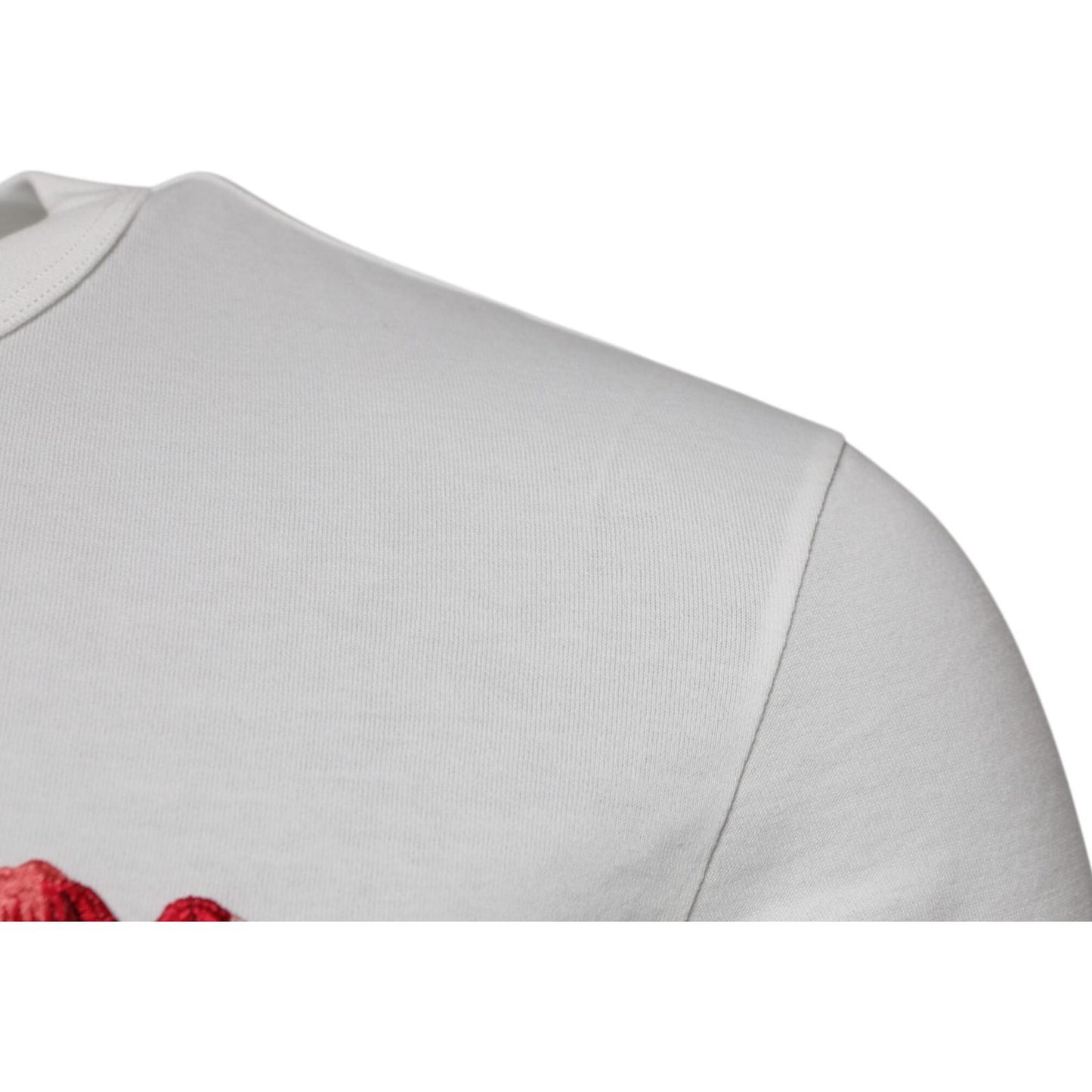 Dolce & Gabbana White Cotton Logo Floral Crew Neck T-shirt TSH878642-44