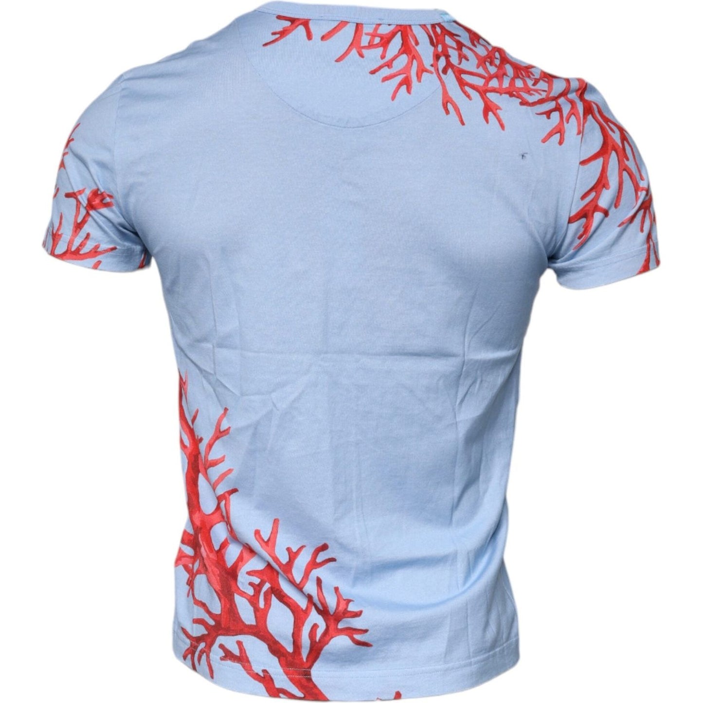 Dolce & Gabbana Light Blue Coral Cotton Men Crew Neck T-shirt TSH878651-46