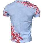 Dolce & Gabbana Light Blue Coral Cotton Men Crew Neck T-shirt TSH878651-46