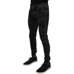 Dolce & Gabbana Black Tattered Cotton Skinny Men Denim Jeans PAN75287-48
