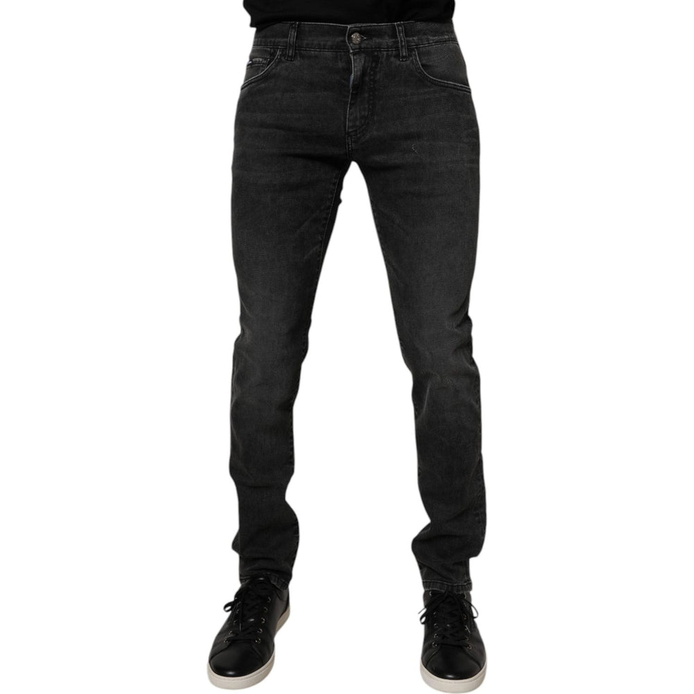 Dolce & Gabbana Black Cotton Stretch Skinny Men Denim Jeans PAN75289-44