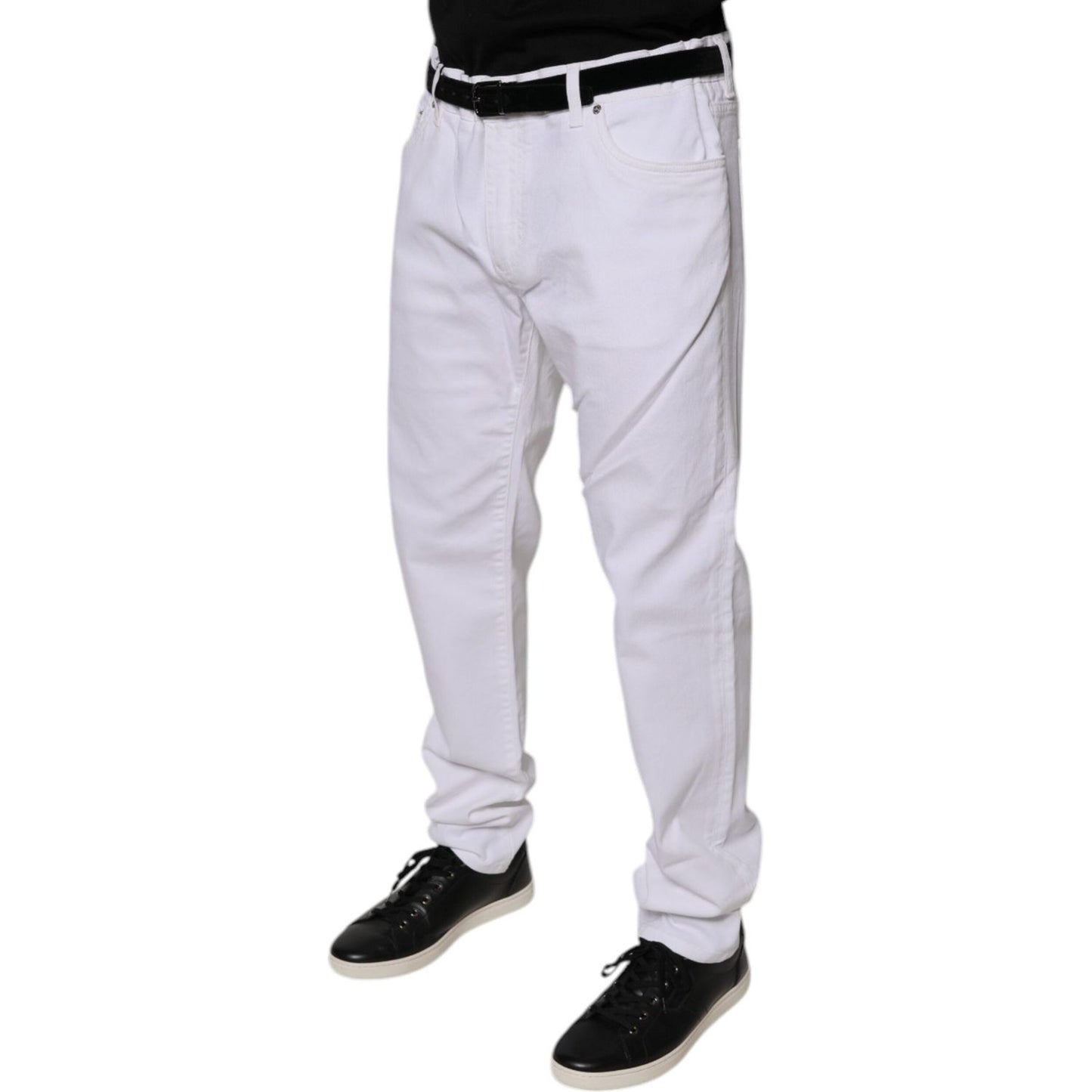 Dolce & Gabbana White Cotton Stretch Skinny Men Denim Jeans PAN76072-44