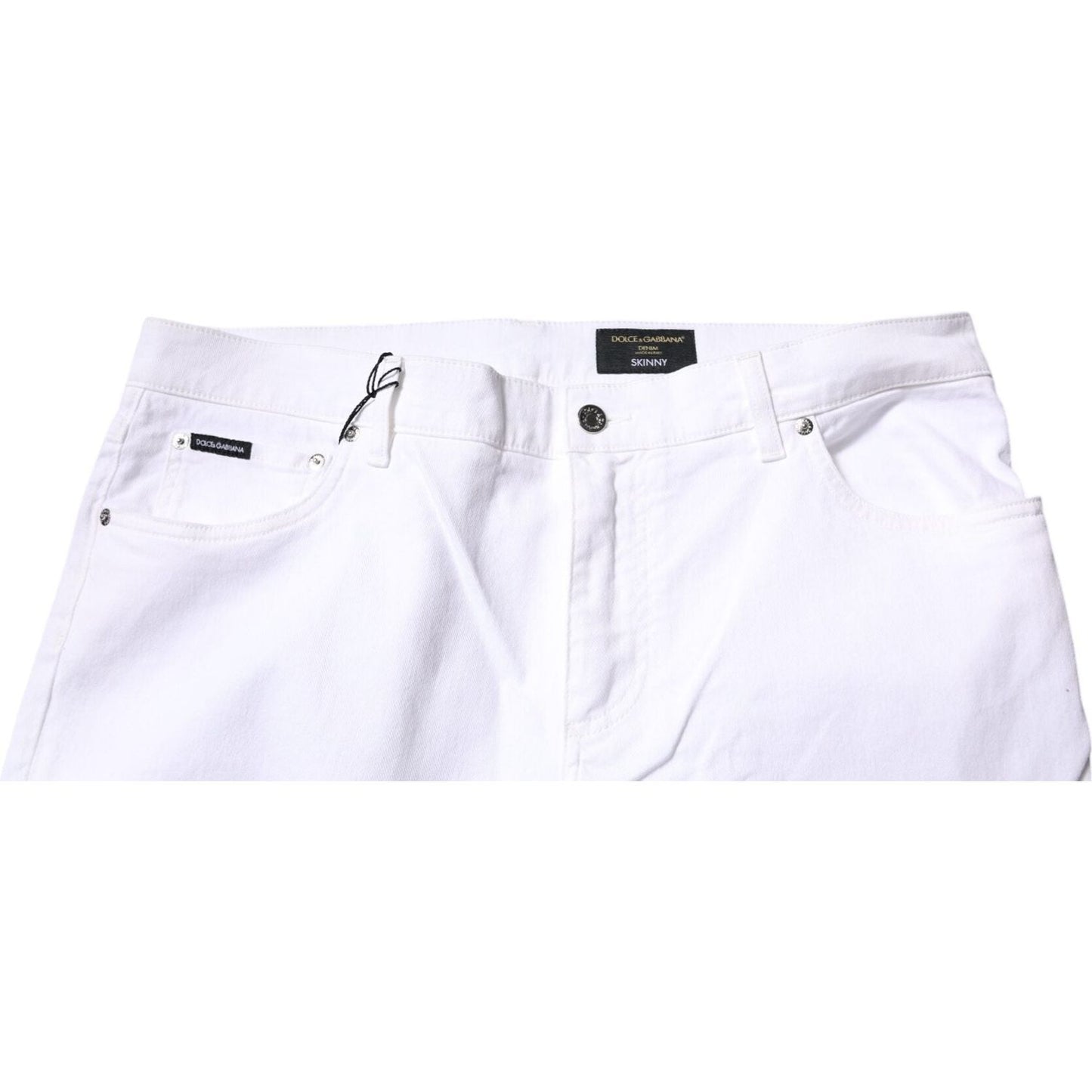 Dolce & Gabbana White Cotton Stretch Skinny Men Denim Jeans PAN76072-44