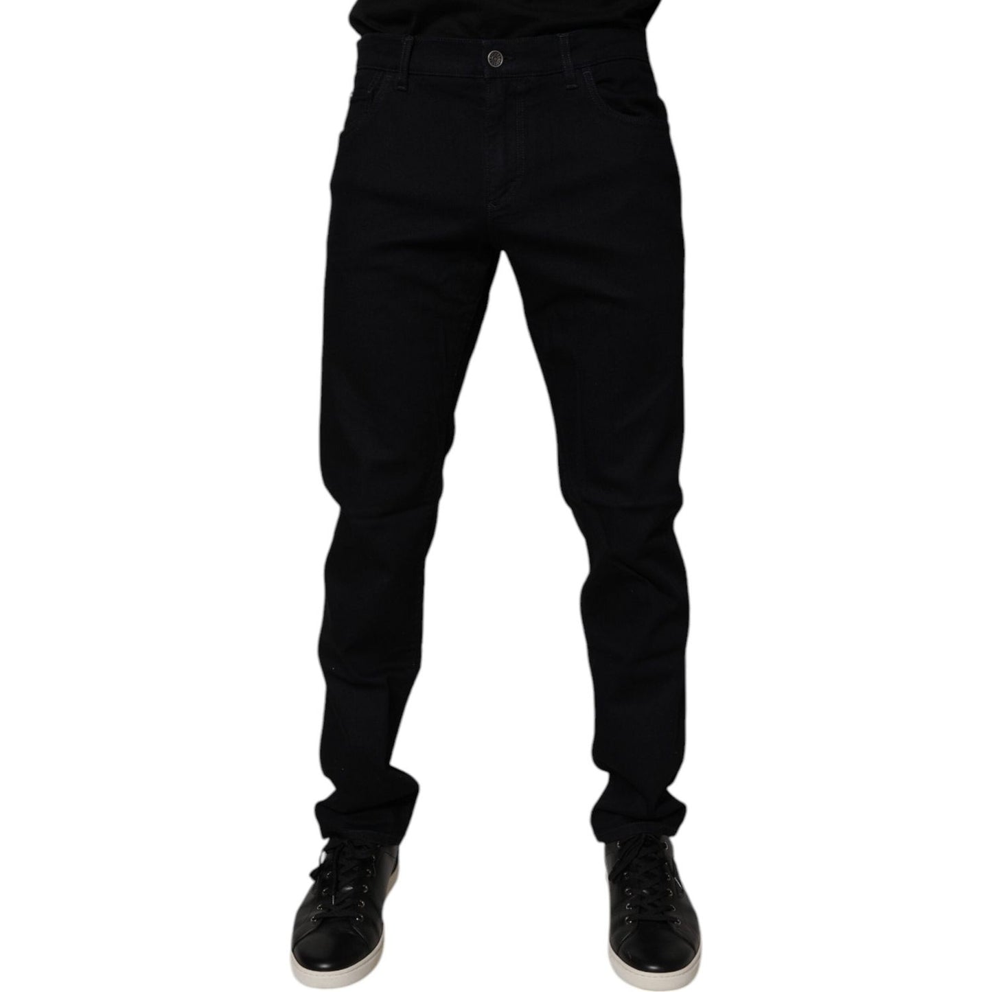 Dolce & Gabbana Black Cotton Stretch Slim Fit Men Denim Jeans PAN76077-50