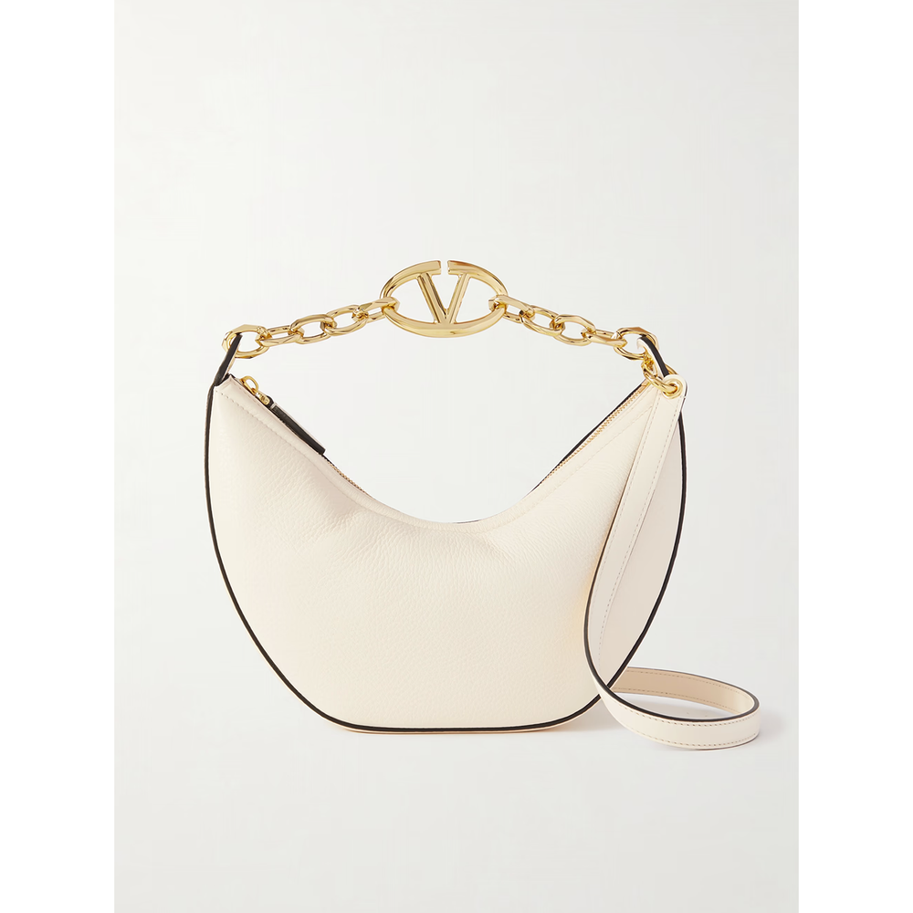 Valentino Garavani Ivory Leather Small Hobo Vlogo Shoulder Bag VGZW2B0Q42JDK098