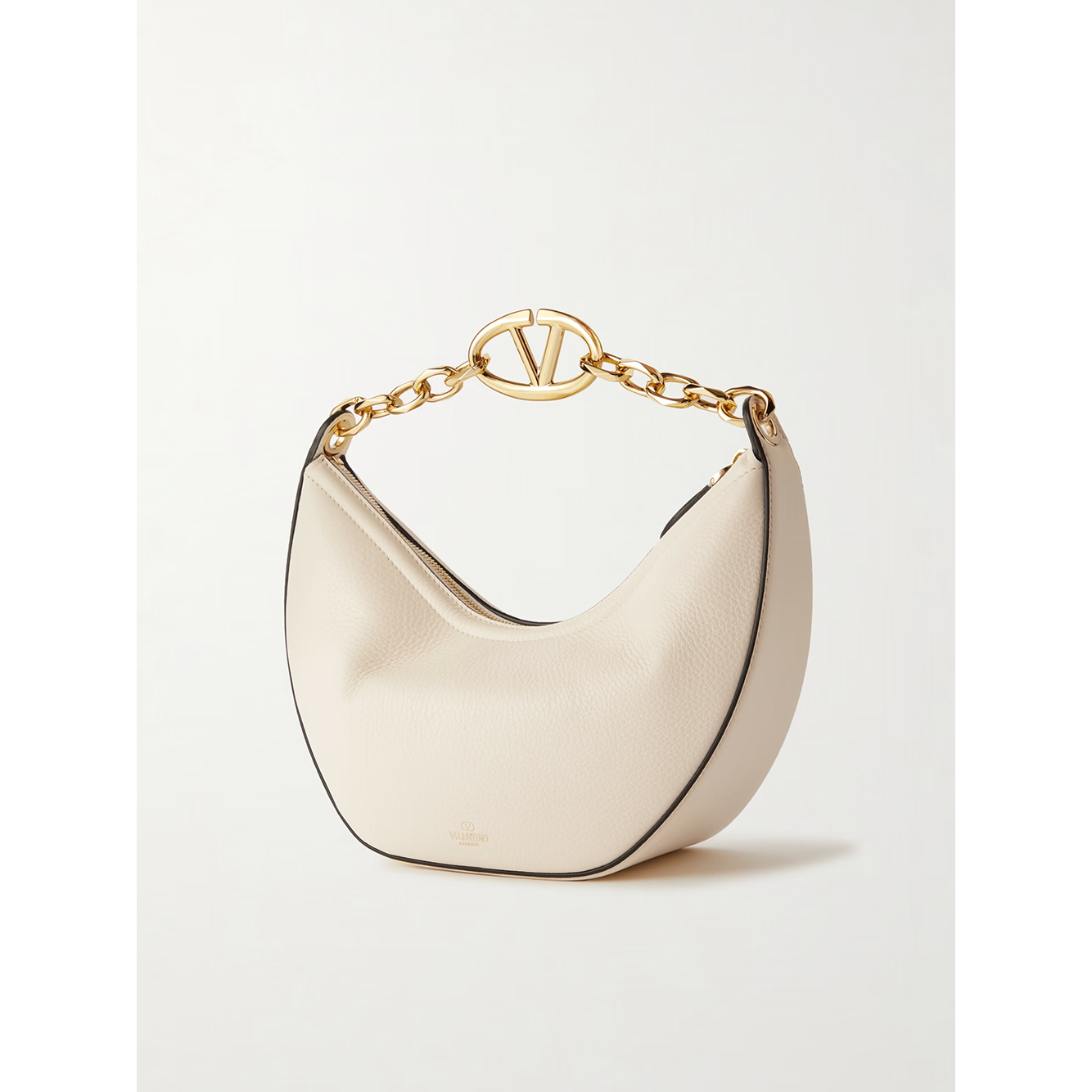 Valentino Garavani Ivory Leather Small Hobo Vlogo Shoulder Bag VGZW2B0Q42JDK098