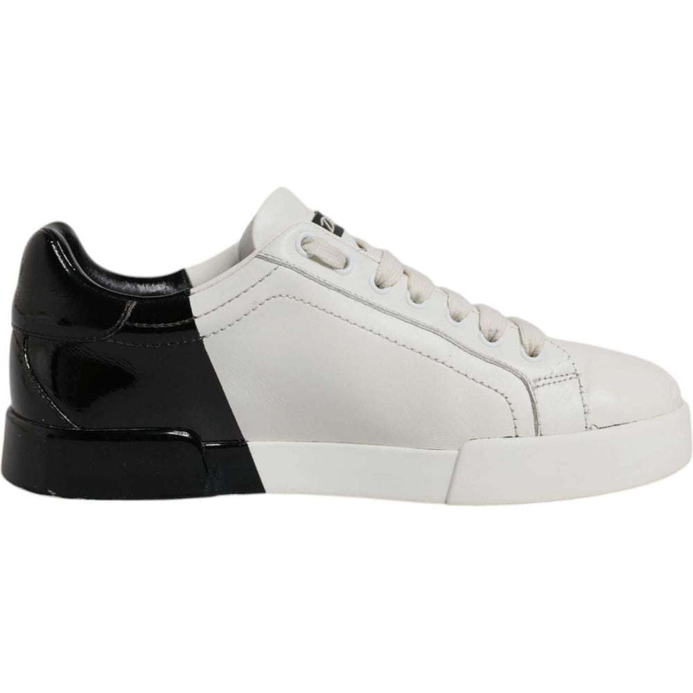 Dolce & Gabbana White Black Logo Portofino Men Sneaker Shoes MV7539-39.5