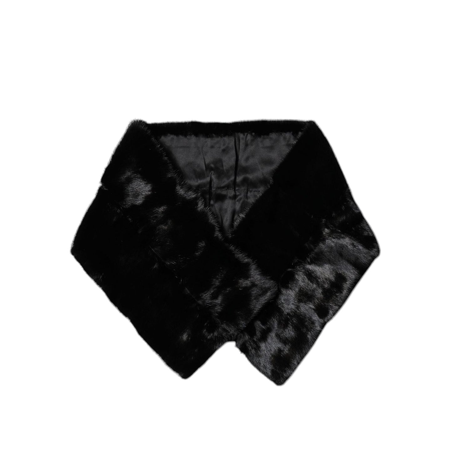 Dolce & Gabbana Black Fur Shawl Neck Wrap Cover Collar Scarf
