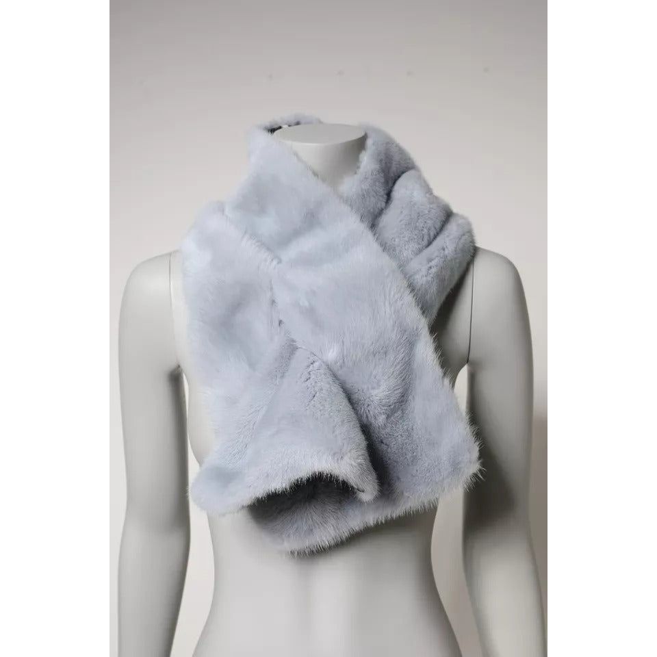 Dolce & Gabbana Powder Blue Mink Fur Neck Warmer Scarf MS7120