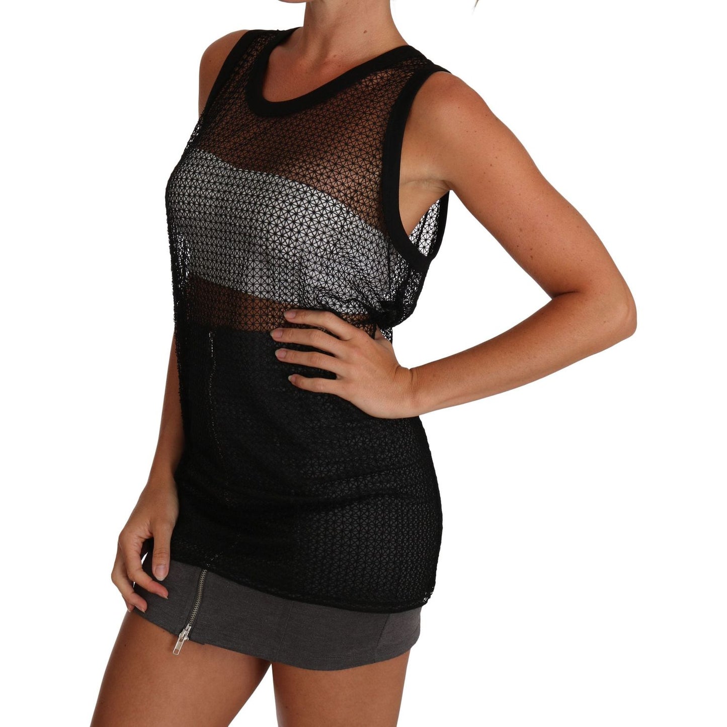 Dolce & Gabbana Black Mesh Transparent Blouse T-shirt TSH2380-42