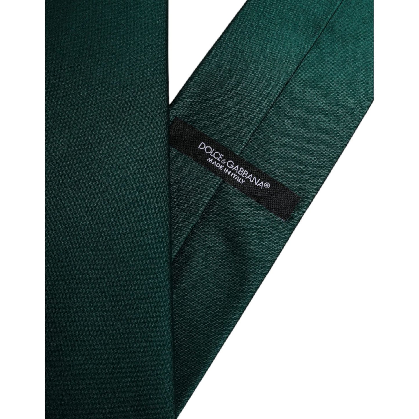 Dolce & Gabbana Green Solid Cotton Adjustable Necktie Tie KRA3468