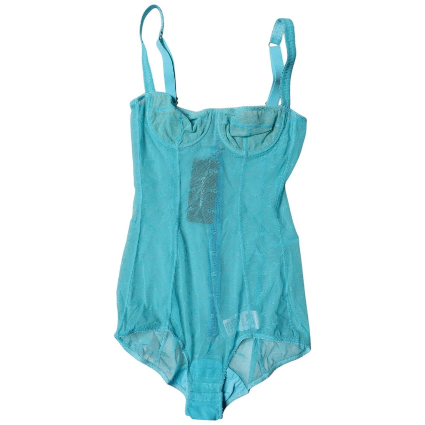 Dolce & Gabbana Blue Tulle Balconette Bra Bodysuit Underwear BIK1954-2