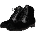 Dolce & Gabbana Black Pony Style Leather Mid Calf Boots Shoes MV7174-42