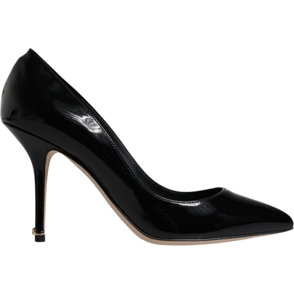 Dolce & Gabbana Black Patent Leather High Heels Pumps Shoes LA12508-38