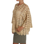 Dolce & Gabbana Beige Cardigan Crochet Knitted Raffia Sweater TSH2722-40