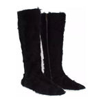 Dolce & Gabbana Black Xiangao Lamb Fur Leather Boots Shoes LA2101-36
