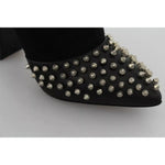 Philipp Plein Black Suede Studded Heels Ankle Boots Shoes LA6120-36