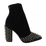 Philipp Plein Black Suede Studded Heels Ankle Boots Shoes LA6120-36