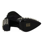 Philipp Plein Black Suede Studded Heels Ankle Boots Shoes LA6120-36