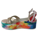 EBARRITO Multicolor Leather Ankle Strap Wedge Heel Sandals Shoes LA8418-40