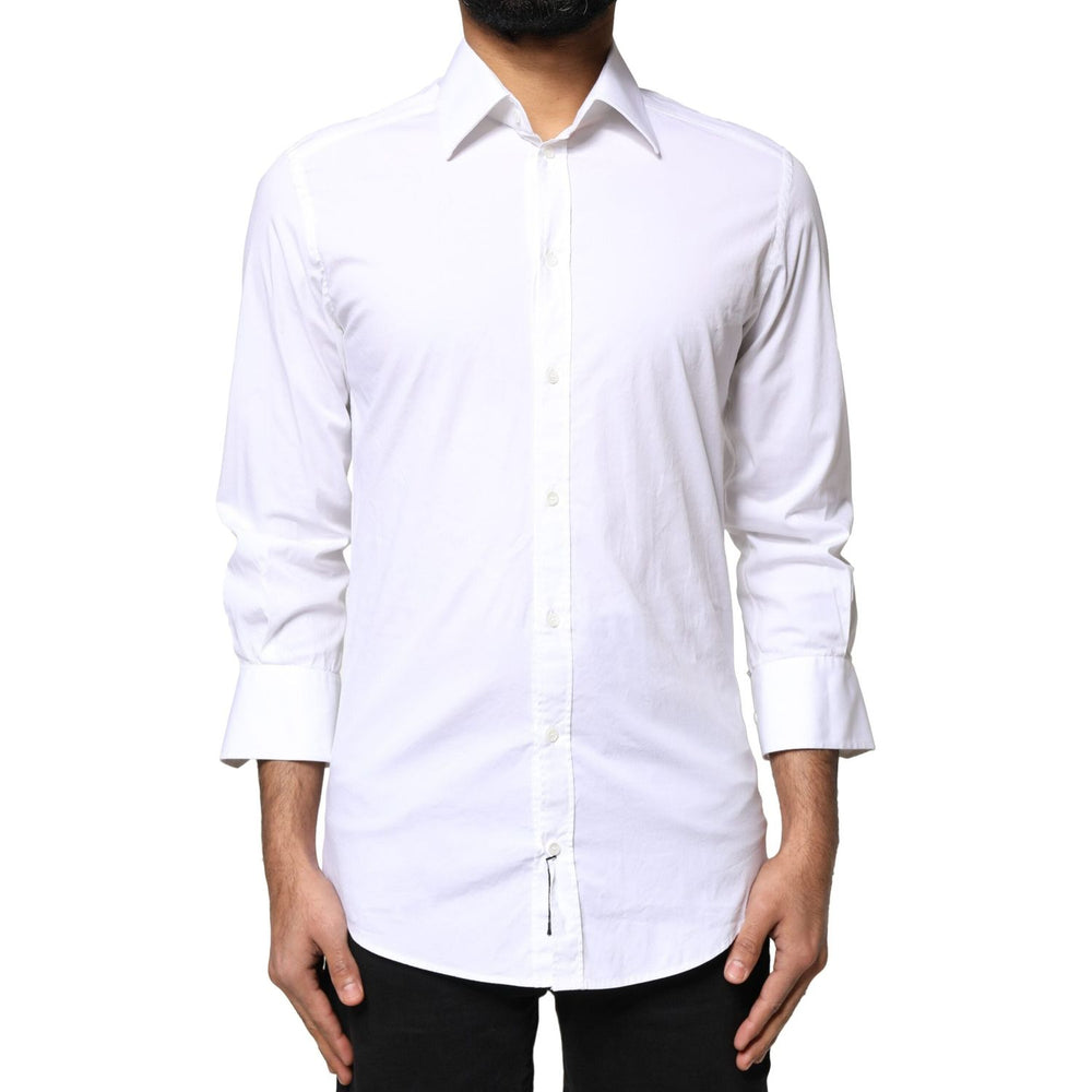 Dolce & Gabbana White GOLD Cotton Long Sleeves Men Dress Shirt TSH5949-38
