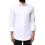 Dolce & Gabbana White GOLD Cotton Long Sleeves Men Dress Shirt TSH5949-38
