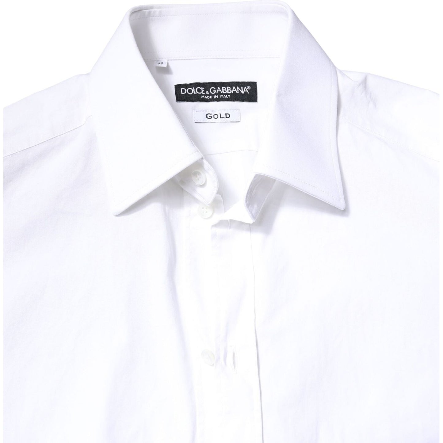 Dolce & Gabbana White GOLD Cotton Long Sleeves Men Dress Shirt TSH5949-38