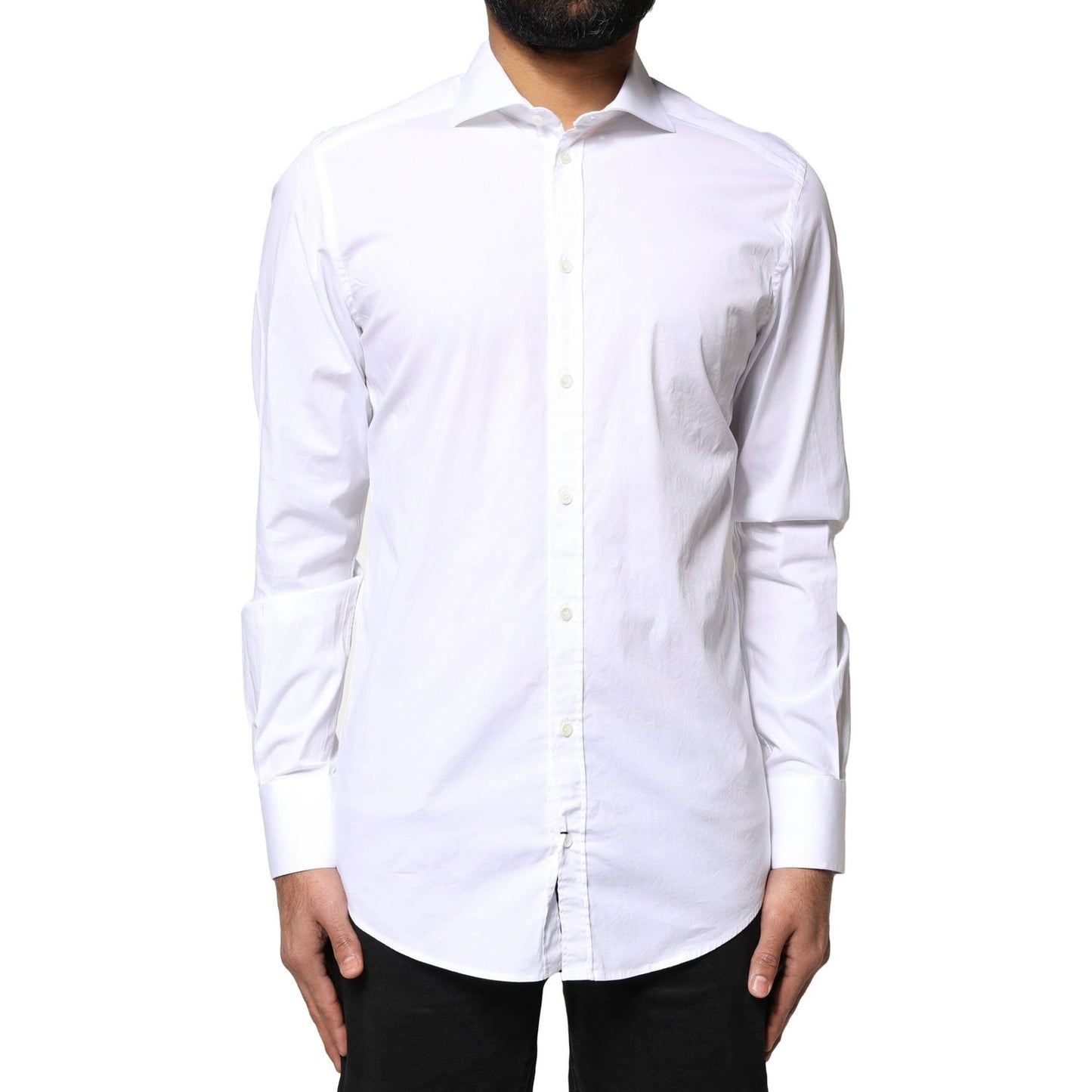 Dolce & Gabbana White GOLD Cotton Long Sleeves Dress Shirt TSH5953-39