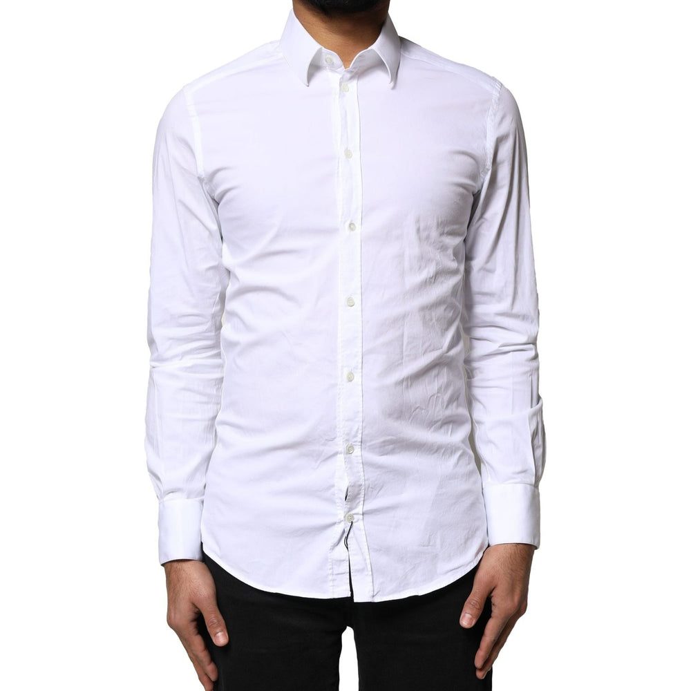 Dolce & Gabbana White GOLD Cotton Long Sleeves Dress Shirt TSH6294-39