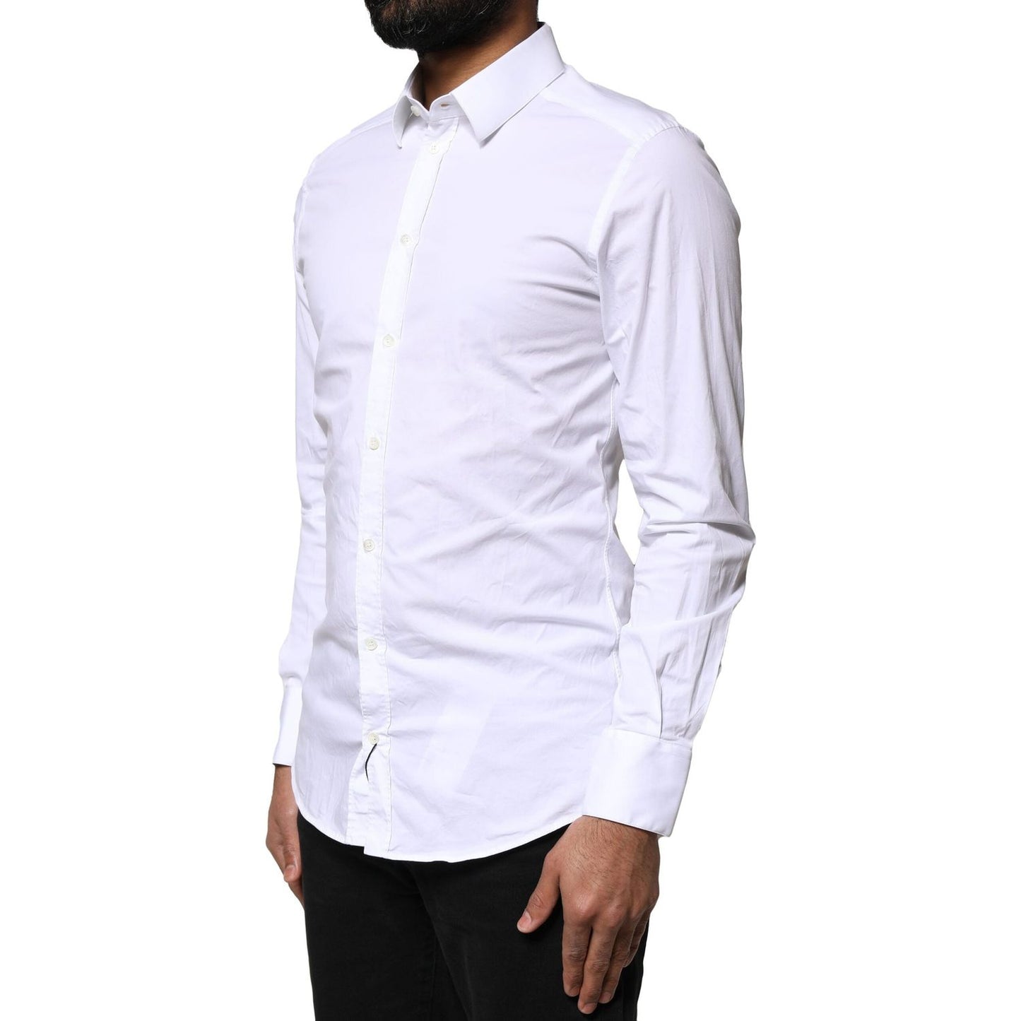 Dolce & Gabbana White GOLD Cotton Long Sleeves Dress Shirt TSH6294-39