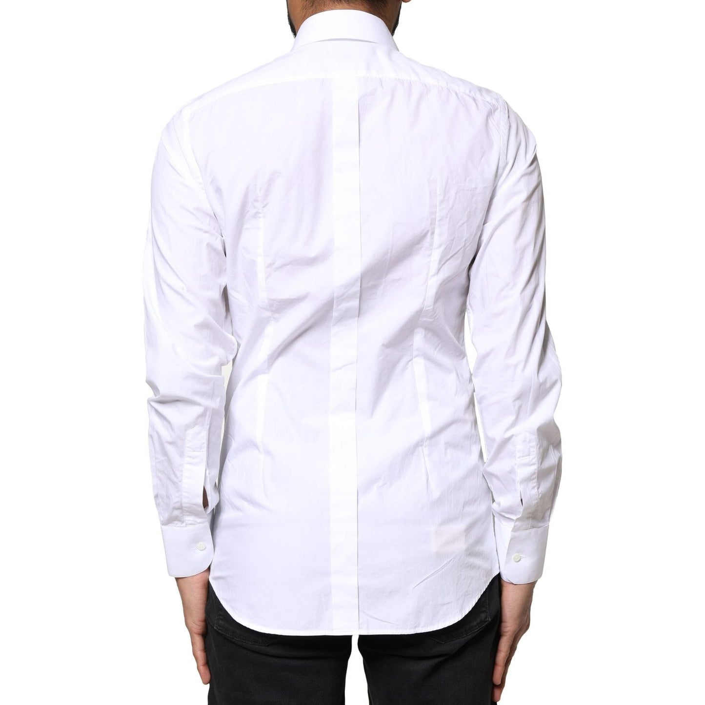 Dolce & Gabbana White GOLD Cotton Long Sleeves Men Dress Shirt TSH6297-38