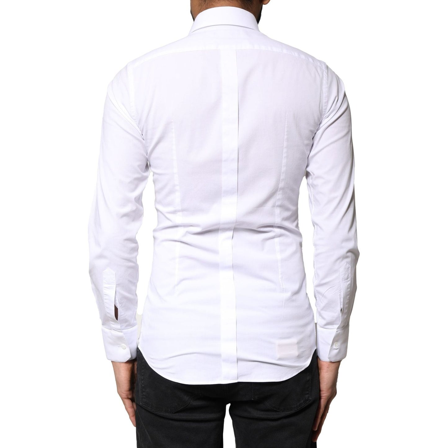 Dolce & Gabbana White GOLD Cotton Long Sleeves Dress Shirt TSH86479-37
