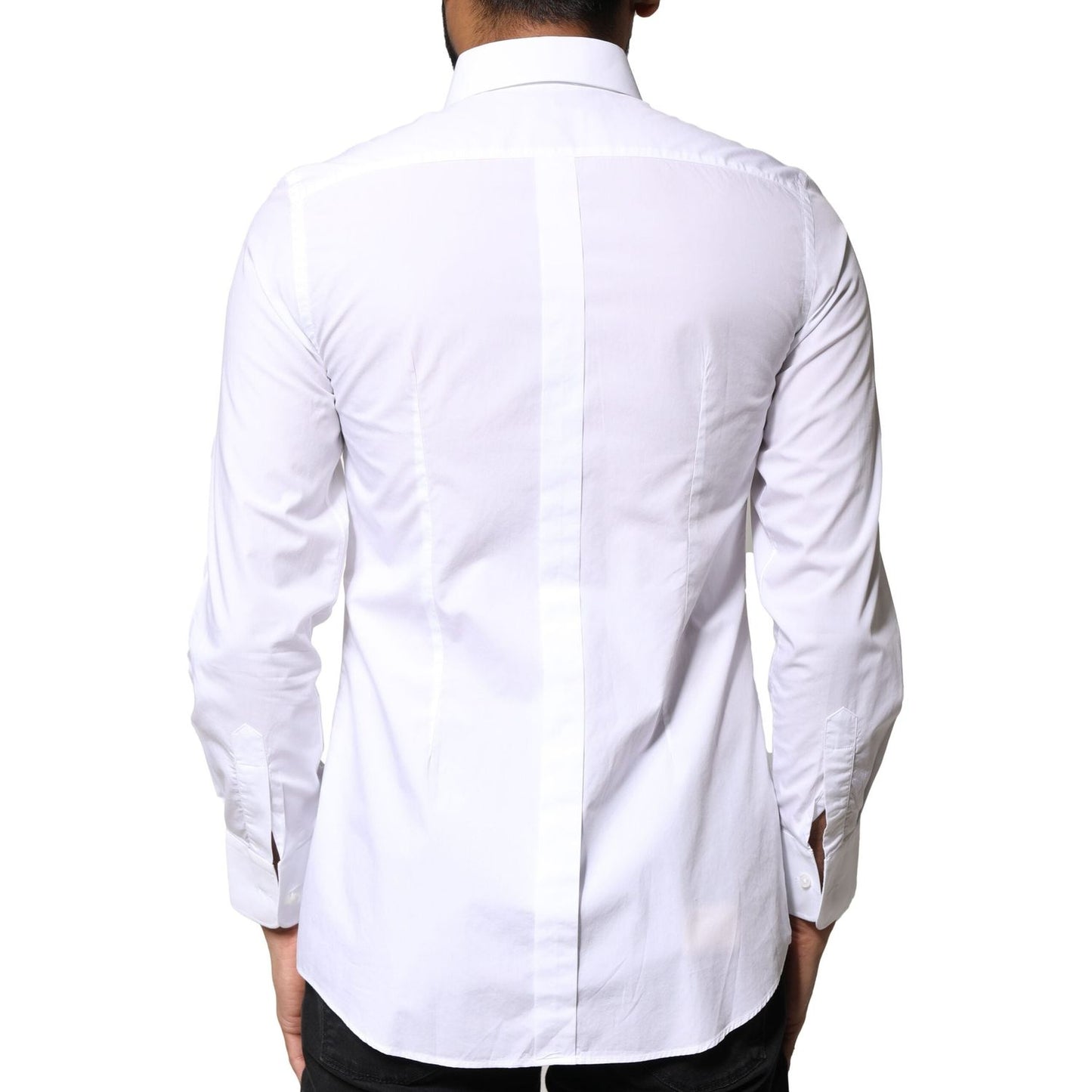 Dolce & Gabbana White Cotton Poplin Bib Formal Dress Shirt TSH86513-40