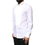 Dolce & Gabbana White GOLD Cotton Poplin Bib Formal Men Dress Shirt TSH90181-37