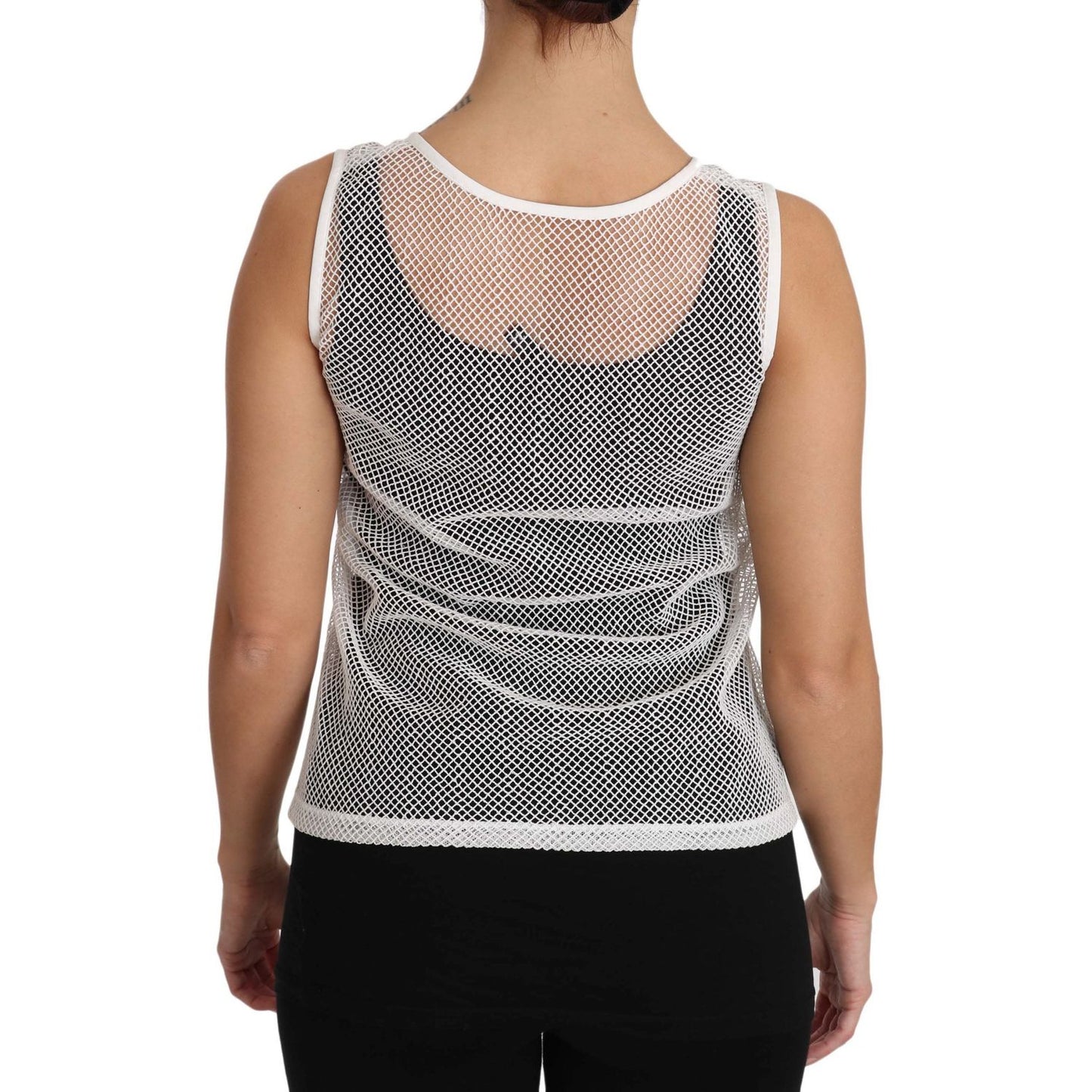 Dolce & Gabbana White Net Transparent Sleeveless Tank Top TSH2963-36