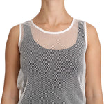 Dolce & Gabbana White Net Transparent Sleeveless Tank Top TSH2963-36