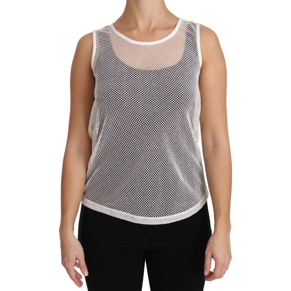 Dolce & Gabbana White Net Transparent Sleeveless Tank Top TSH2963-36