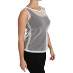 Dolce & Gabbana White Net Transparent Sleeveless Tank Top TSH2963-36