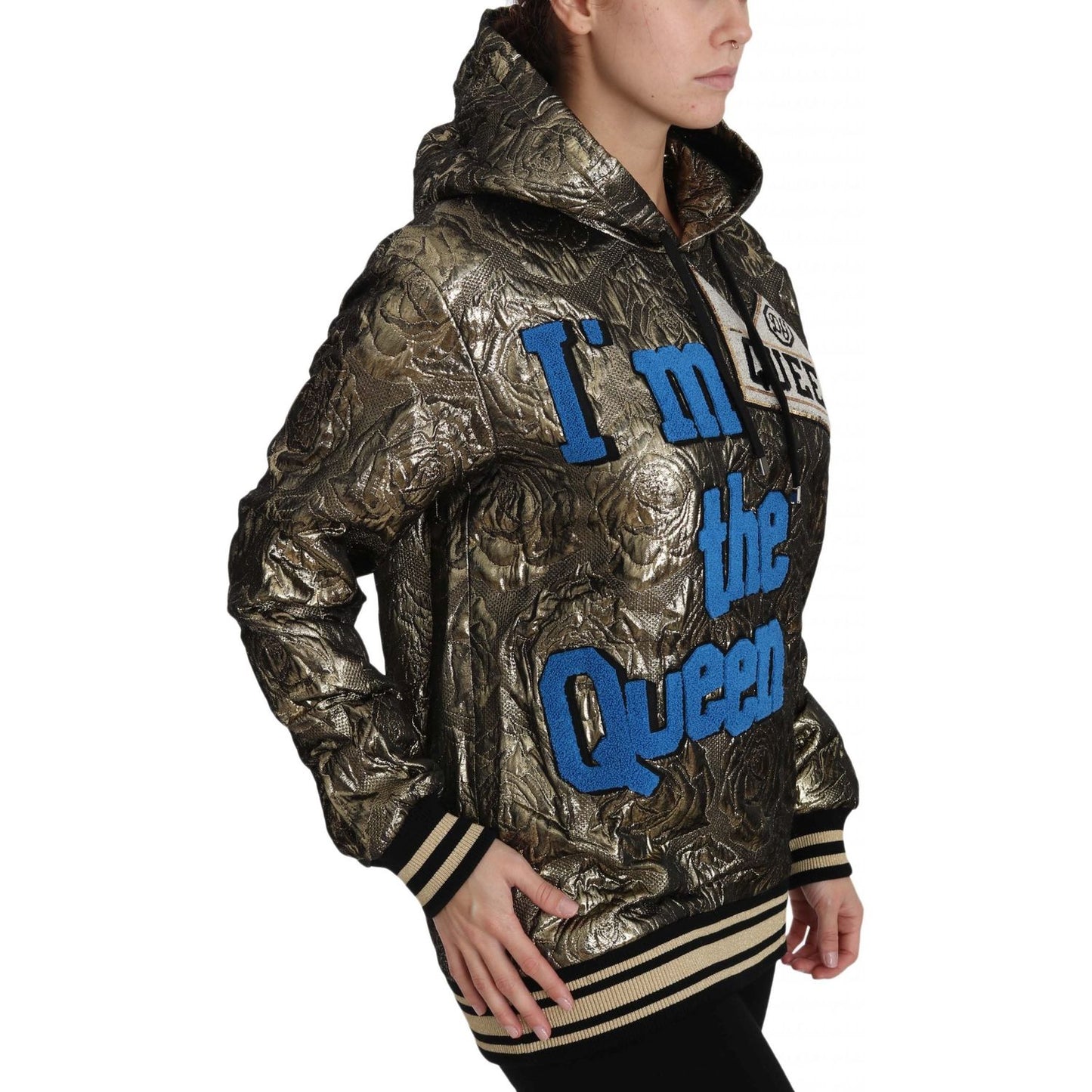 Dolce & Gabbana Im The Queen Jaquard Gold Sweatshirt Hoodie TSH3182-38