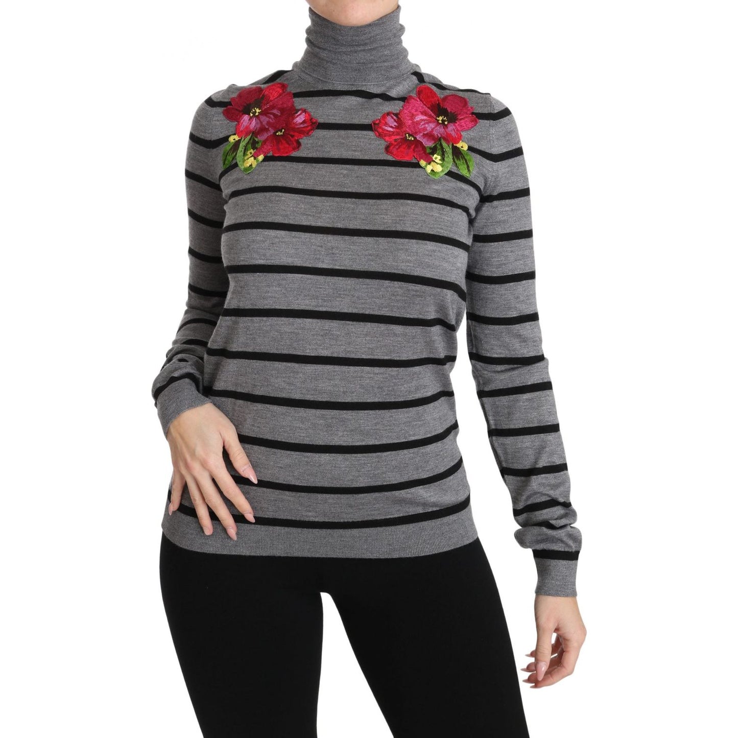 Dolce & Gabbana Gray Cashmere Silk Turtleneck Sweater TSH2985-38