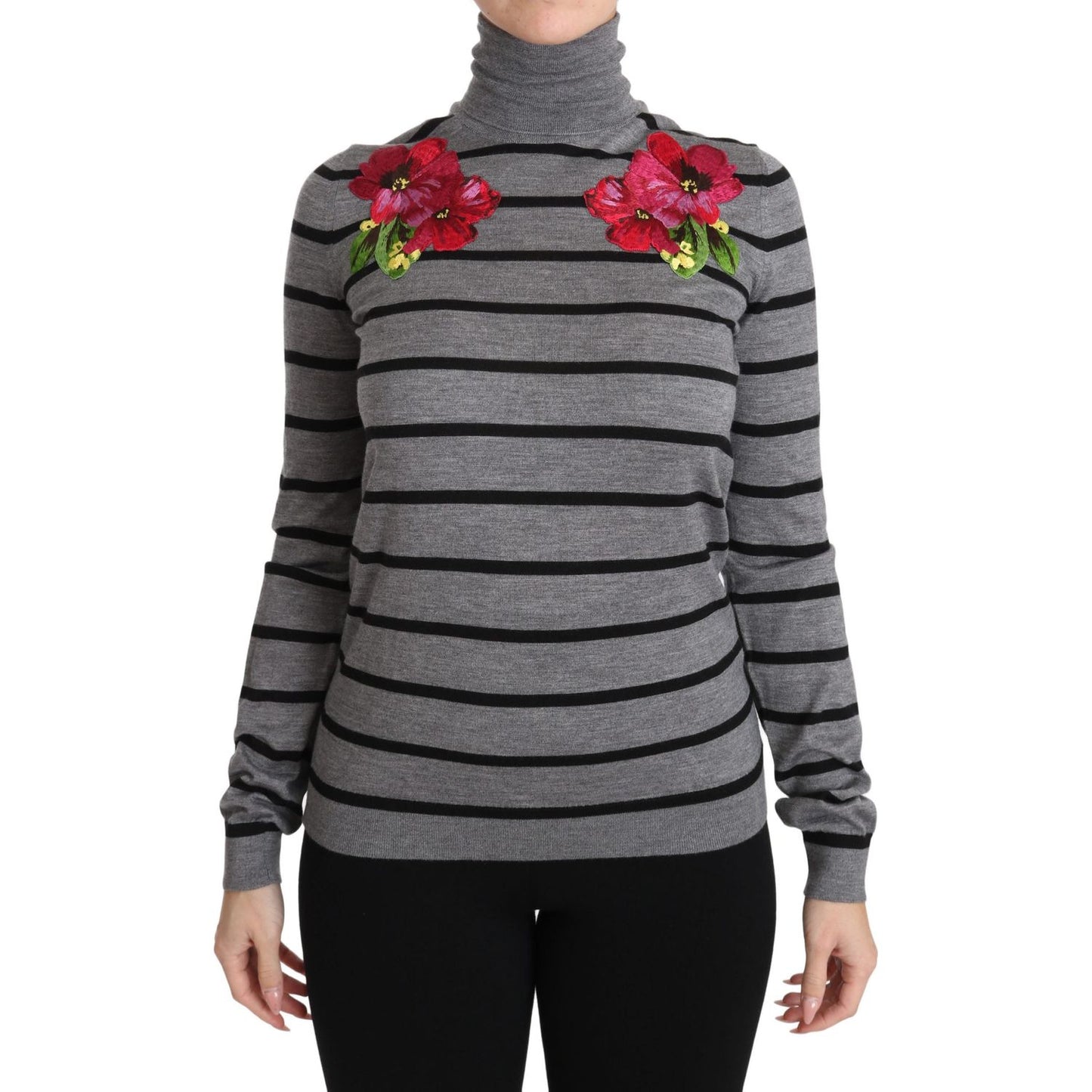 Dolce & Gabbana Gray Cashmere Silk Turtleneck Sweater TSH2985-38