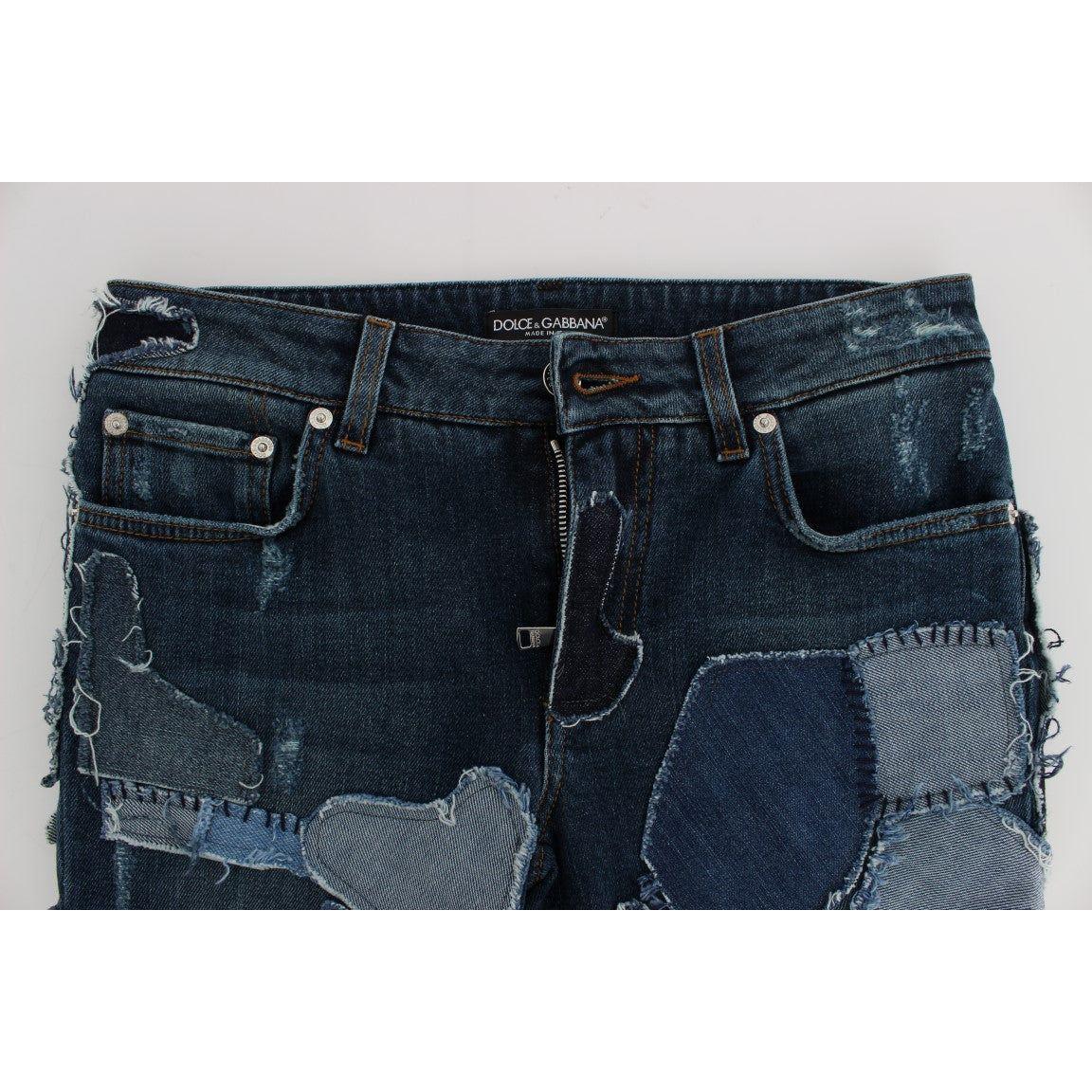 Dolce & Gabbana Stretch Blue Patchwork Jeans Shorts SIG20531-1