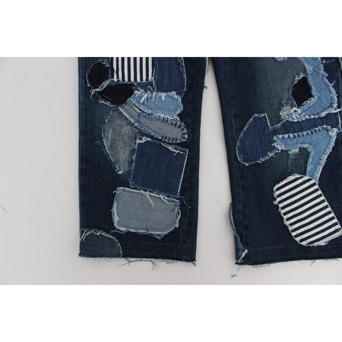 Dolce & Gabbana Stretch Blue Patchwork Jeans Shorts SIG20531-1