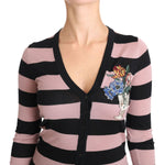 Dolce & Gabbana Pink Floral Cashmere Cardigan Sweater TSH3130-36