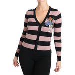 Dolce & Gabbana Pink Floral Cashmere Cardigan Sweater TSH3130-36
