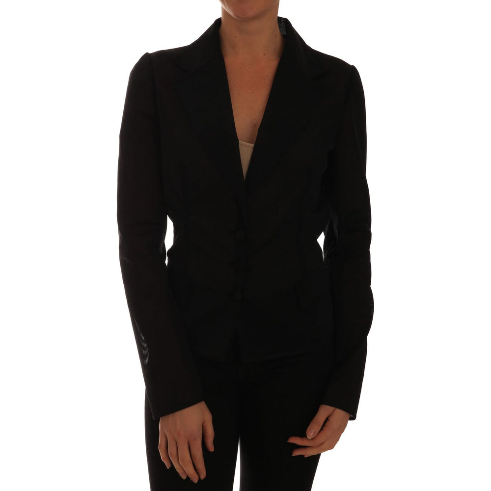 Dolce & Gabbana Black Nylon Net Blazer Jacket JKT2205-44