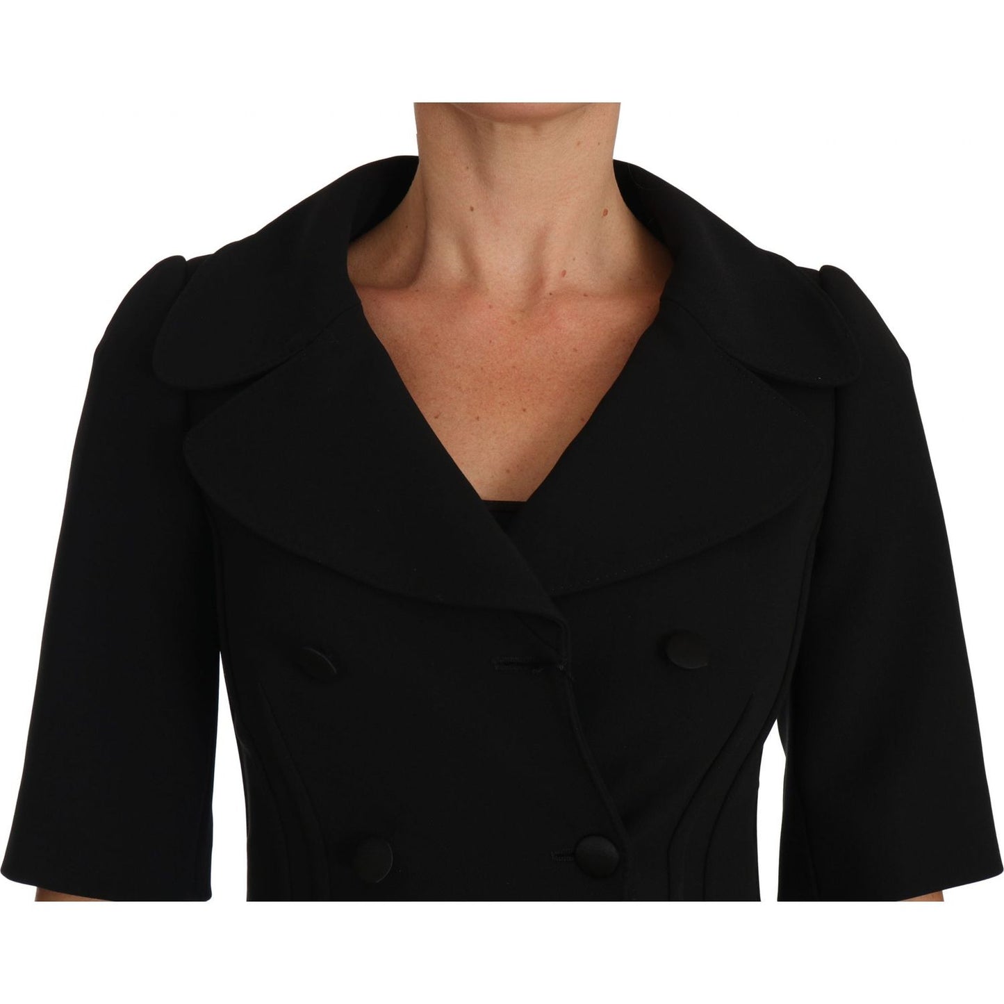 Dolce & Gabbana Black Short Fitted Wool Cropped Jacket Blazer TSH2298-36