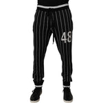 Dolce & Gabbana Black White Stripes Jogger Sweatpants Pants PAN75210-52
