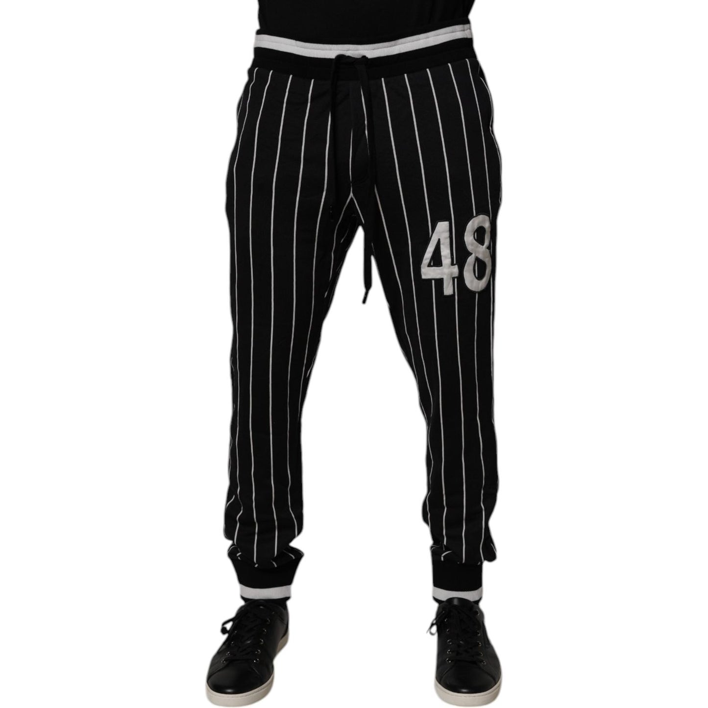Dolce & Gabbana Black White Stripes Jogger Sweatpants Pants PAN75210-52