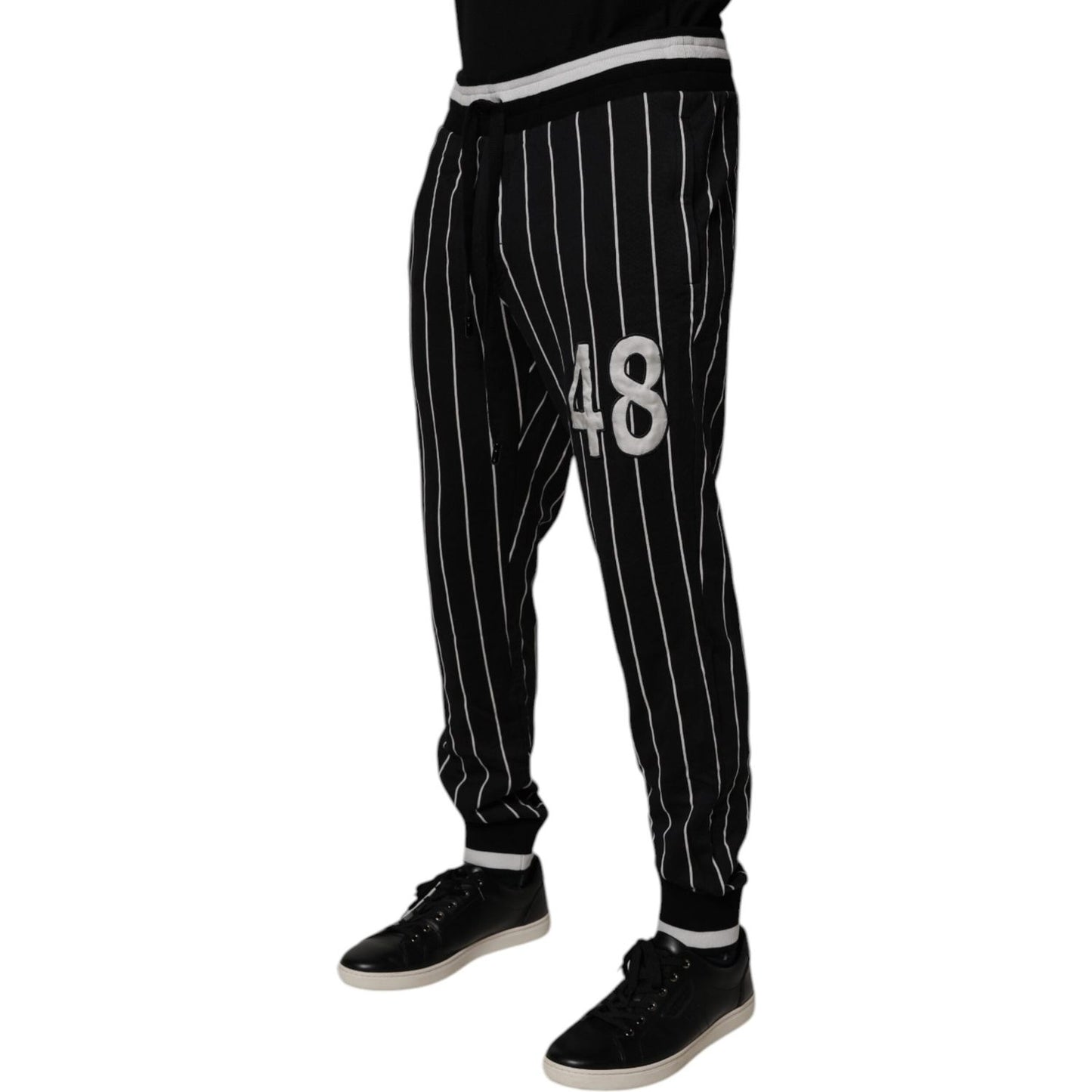 Dolce & Gabbana Black White Stripes Jogger Sweatpants Pants PAN75210-52
